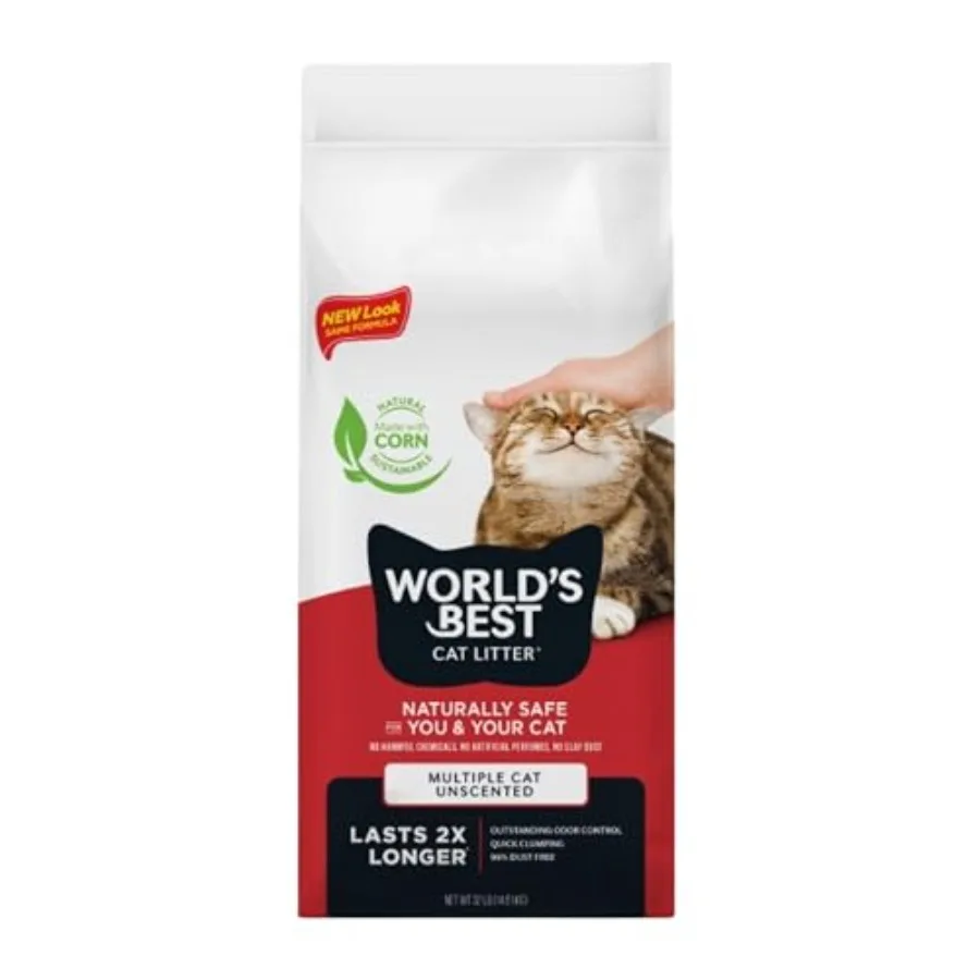 

Multiple Cat Unscented s - Natural Ingredients Quick Clumping Flushable 99% Dust Free and Made in USA - Long-Lasting Odor Contr