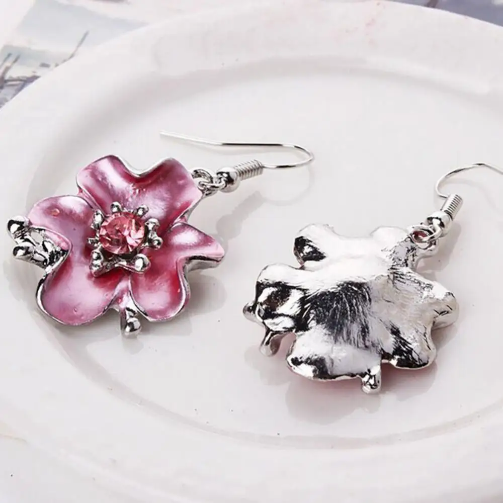 Multicolor Women Jewelry Sets Flower Rhinestone Inlaid Pendant Necklace Earrings Jewelry Set Bridal Wedding