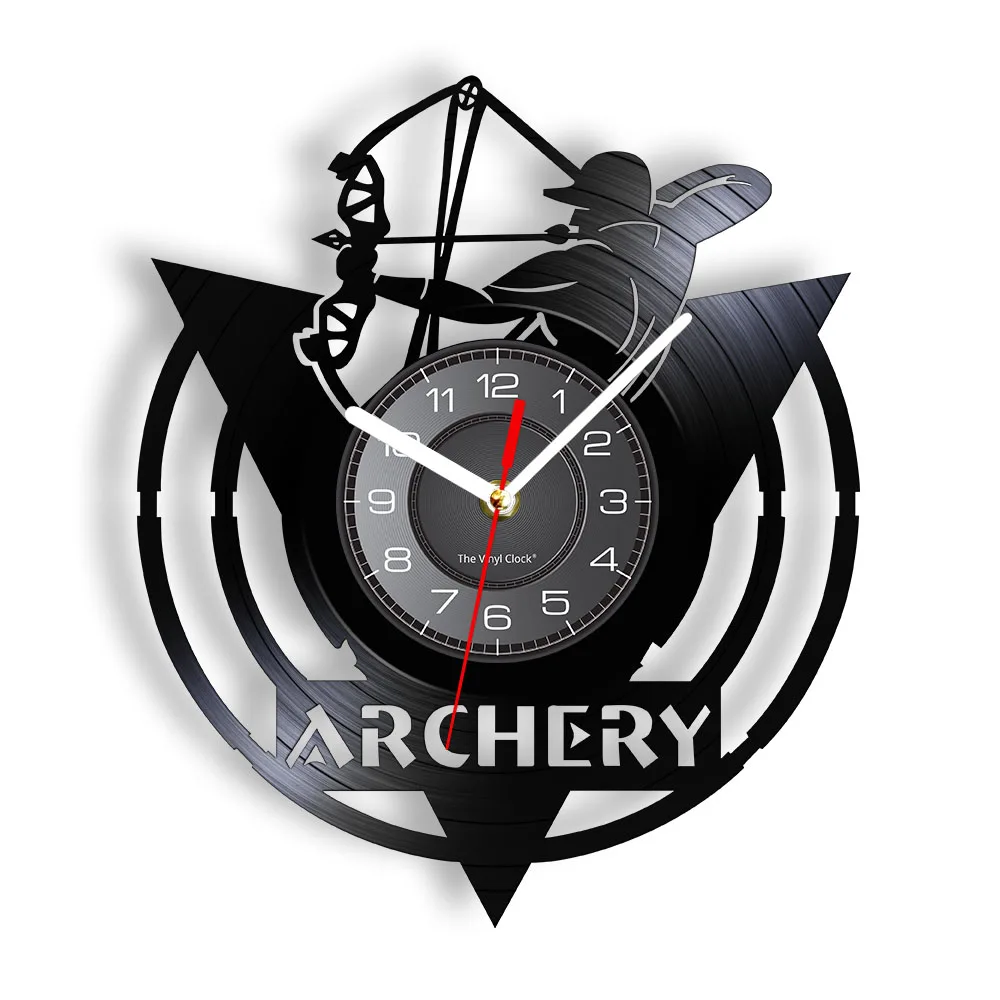 Archery Logo Archer Wall Clock Archery Shooting Bow Target Vinyl Record Wall Clock Home Decor Archer Archery Gift Wall Watch