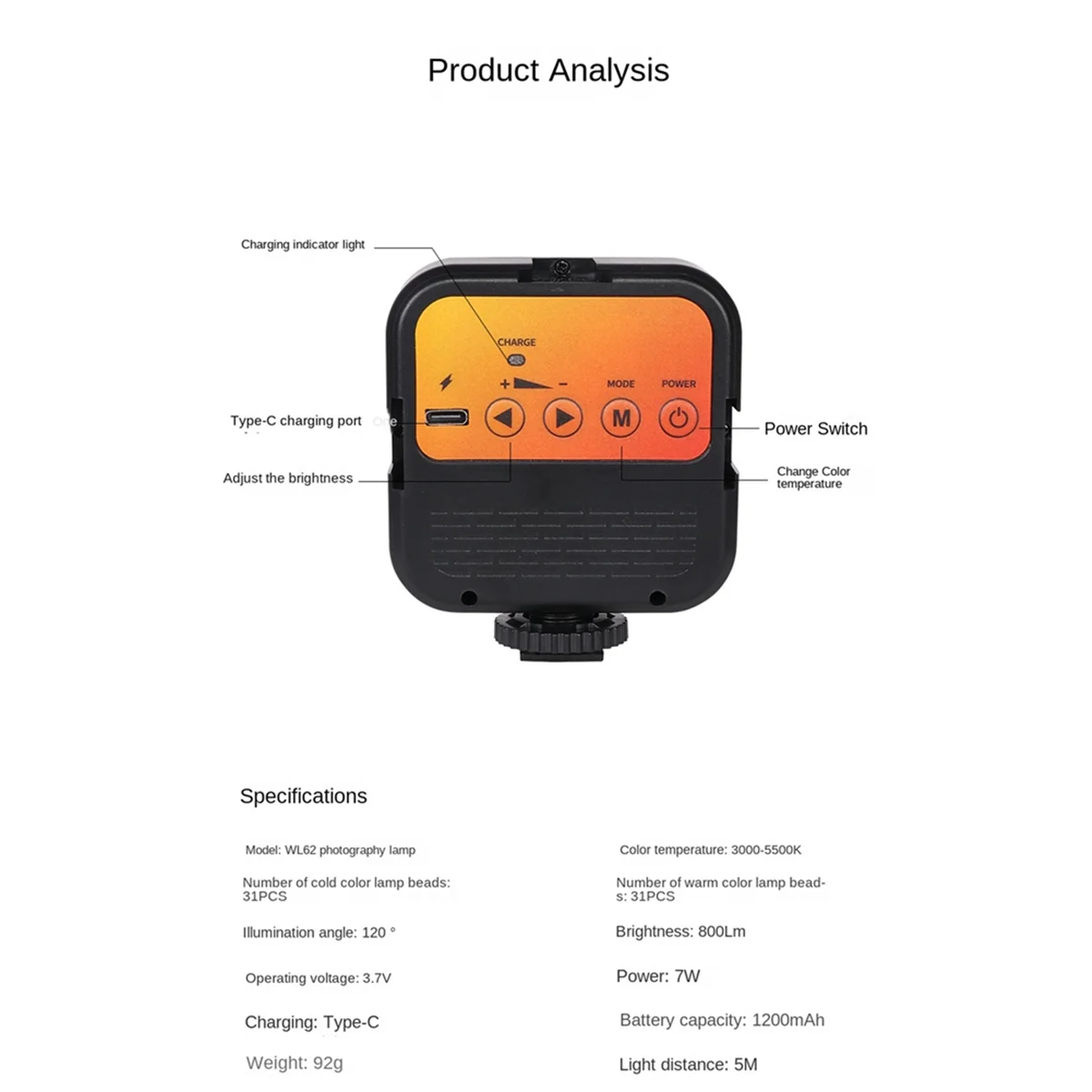 fill light Portable Mini Photography Light LED Sports SLR Camera Fill Light