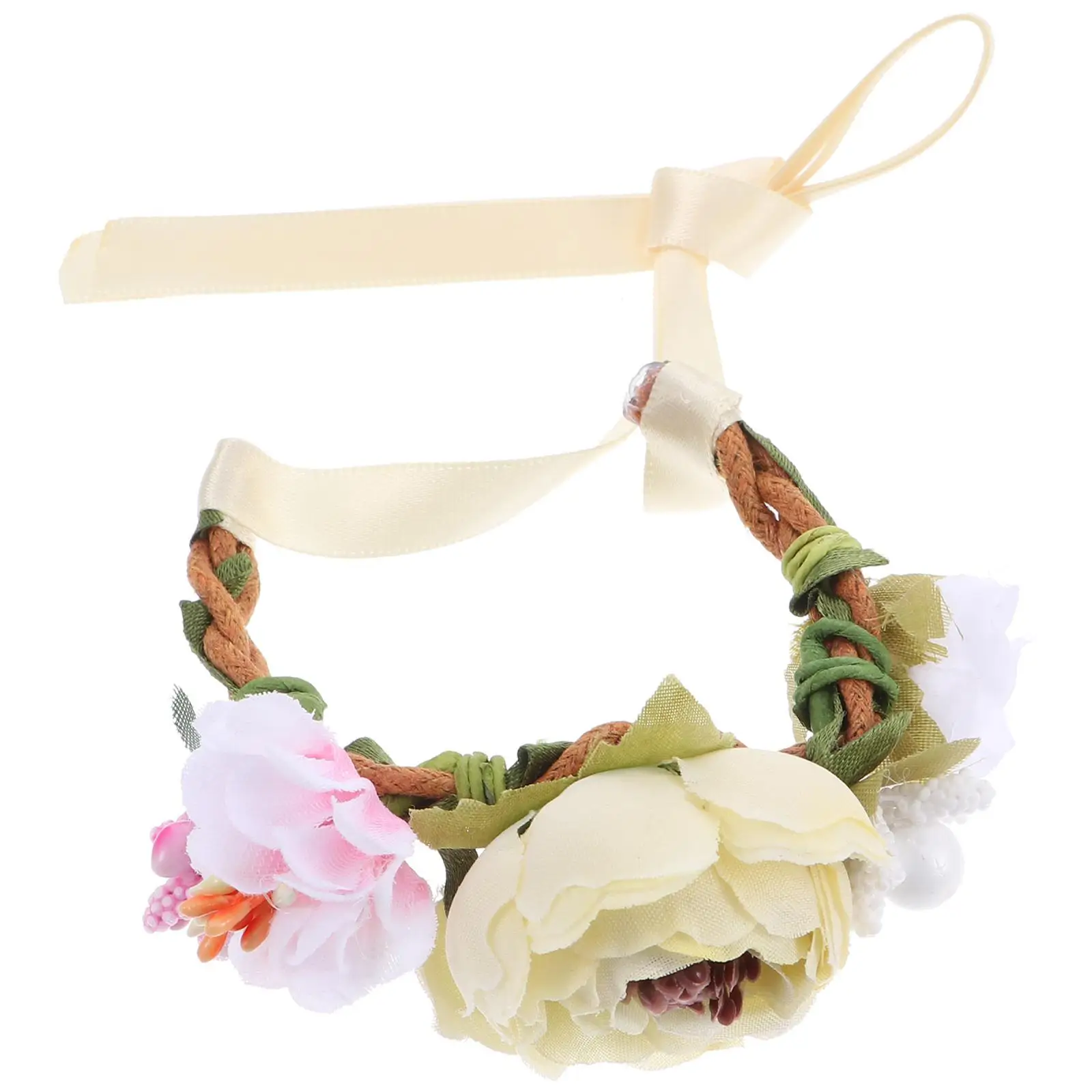 

Pet Flower Elegant Romantic Hairstyle Pet Flower Headb Accessory Floral Headdress Wreath Cloth Headwear