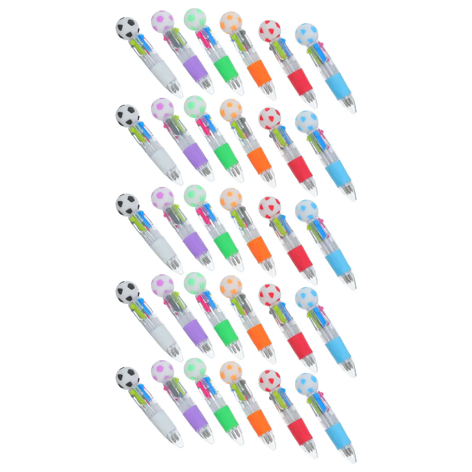 30Pcs Soccer Shaped Silicone Pens Soft Grip Retractable Ballpoint Kids School Supplies Colorful Cartoon Soccer Stationery Party