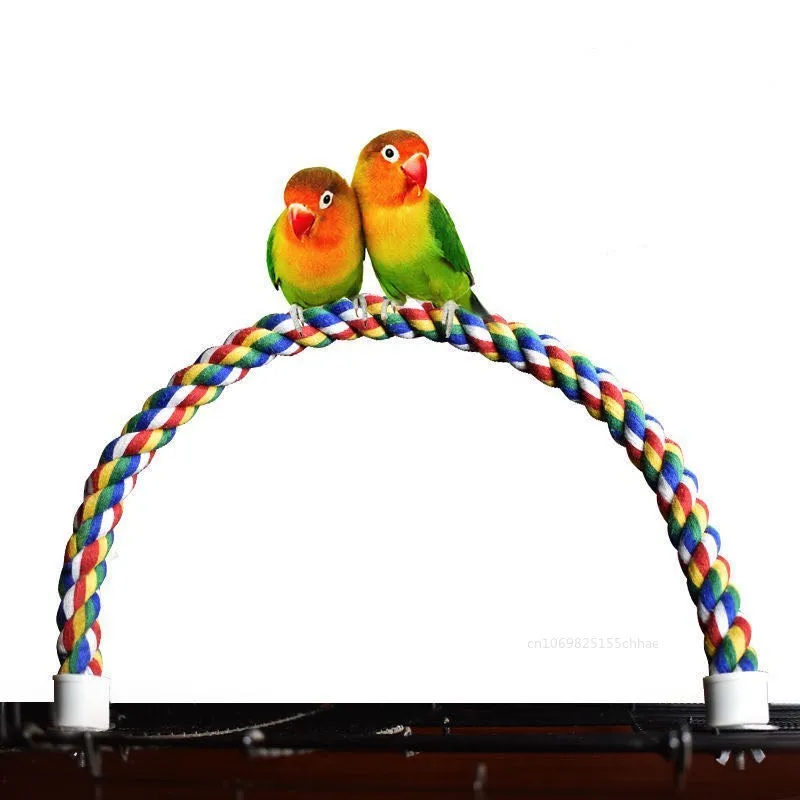 1pc Large Parrot Bird Standing Toys Cotton Rope Colorful Toy Chew Perches for Bird Cage Cotton Rope Bird Accessories