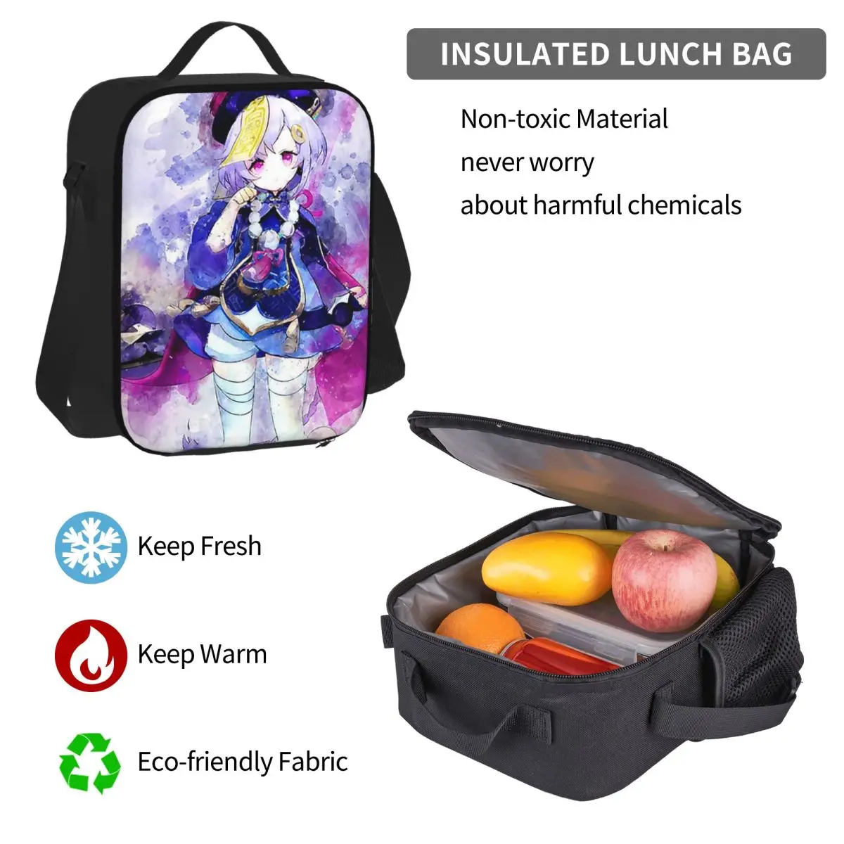 Genshin Impact - Qiqi sacs à dos garçons filles Bookbag enfants sacs d'école enfants sac à dos sac à déjeuner sac à stylos ensemble de trois pièces