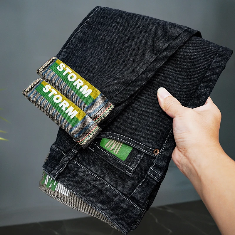 

Elastic Waist Vintage Ripped Denim Pant Casual Men Fashion Soft Stretch Slim Fit Jeans Male Spring Straight High Street Trousers