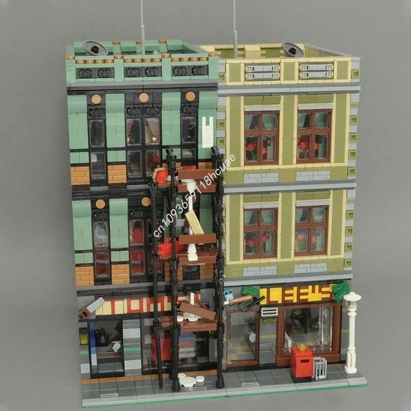 5764개 MOC 모듈형 하드웨어 스토어 보관소 모듈형 모델 빌딩 크리스마스 선물 블록 장난감 DIY 창의적 아이디어 브릭 키즈