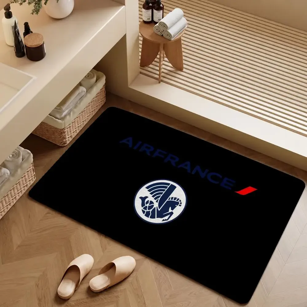 Airline Air France Paris Winged Seahorse Floor Mat Soft Flannel Entrance Doormat Non-Slip Washable Rug For Bedroom Home Decor