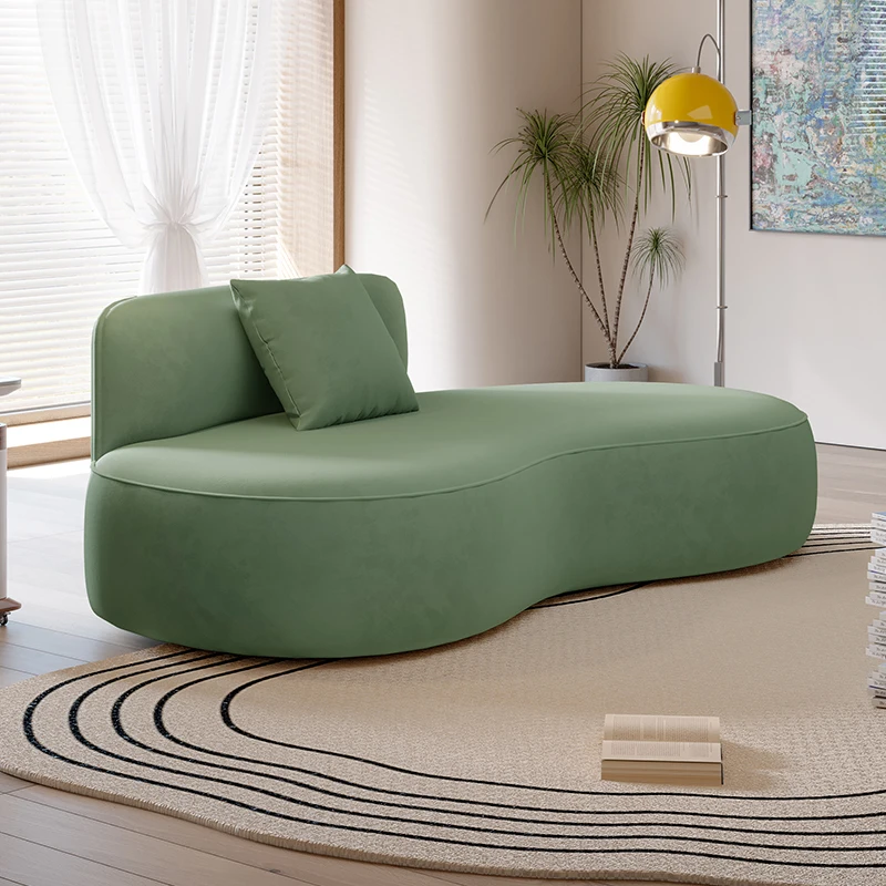 cream flannel cashew curved chaise longue sofa hotel homestay balcony bedroom lazy chaise longue