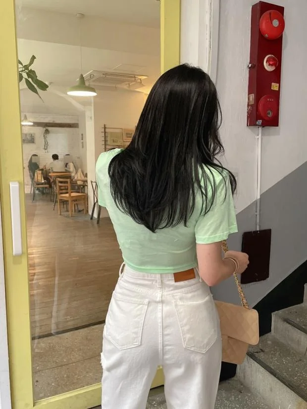 

High Waist Ripped Denim Jeans Women Summer Thin Straight Leg Slim Wide Leg Side Slit Frayed Design Long Pants