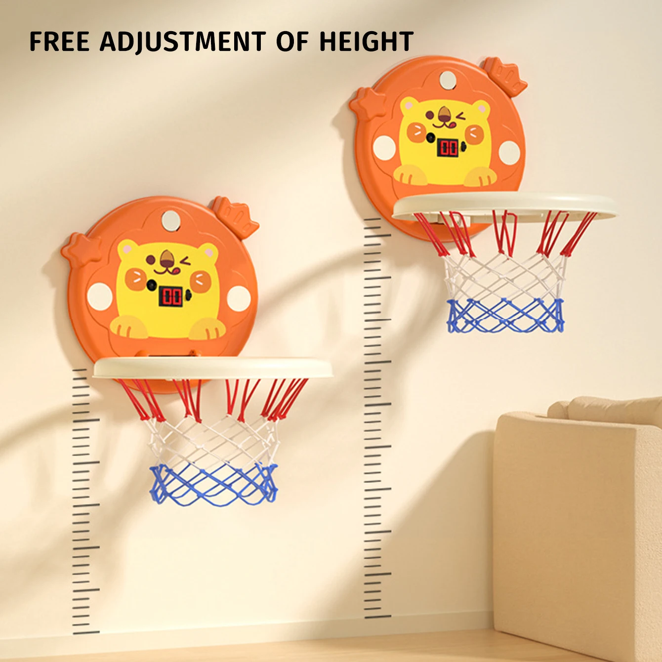 Children's cartoon Basketball Board Toy - Wall-Mounted and Foldable Shooting Basket - Suitable for Indoor and Outdoor Play