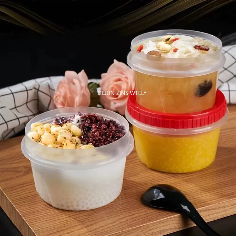 15PCS Food-grade PP Material Preservation Box Round Plastic Fruit Salad Box with Screw Cap Picnic Food Box Dessert Cup