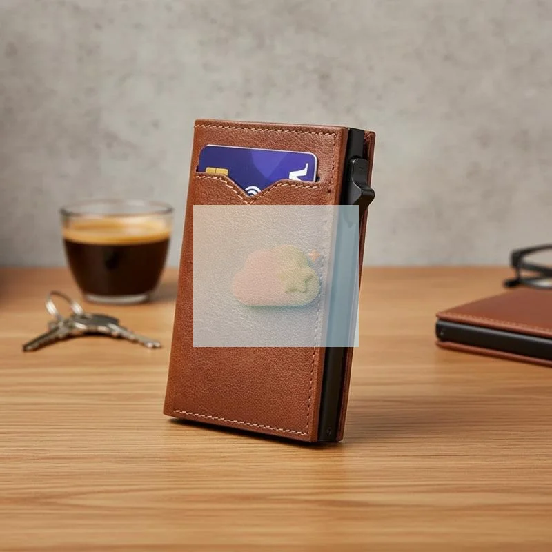 Slim RFID Blocking Credit Card Wallet for Men, Card Holder with Clear ID Window and Cash Pocket, Thin Business Purse