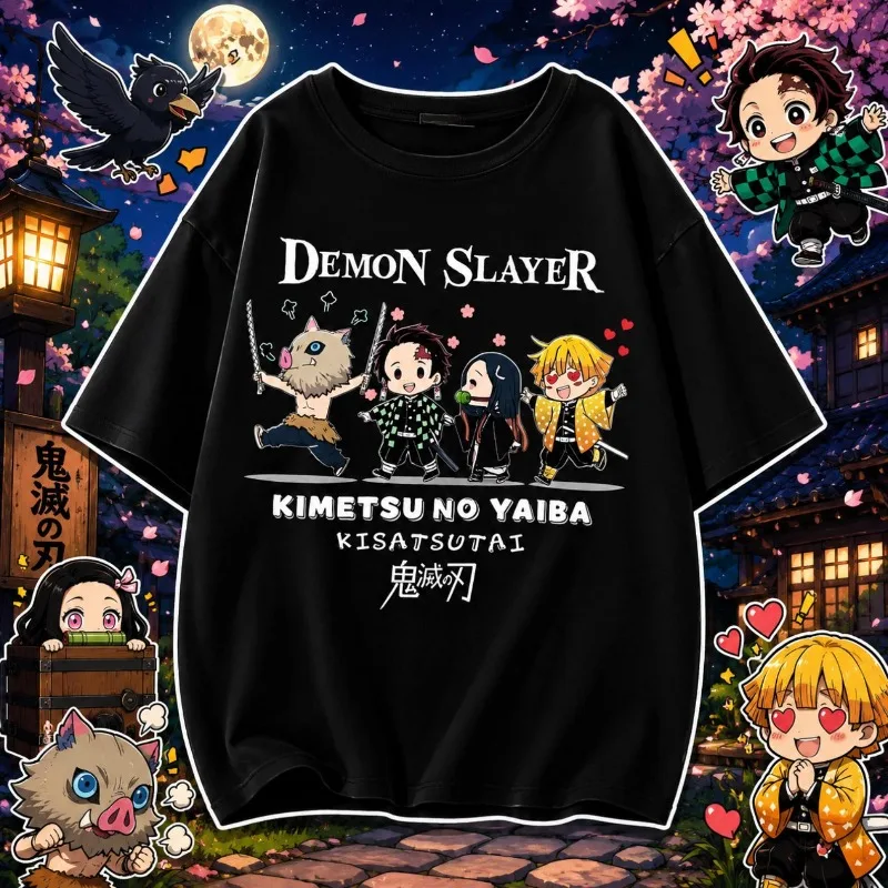 Demon Slayer Kimetsu no Yaiba Oversized T-Shirt Summer unisex Loose and Breathable cotton T-shirt Top