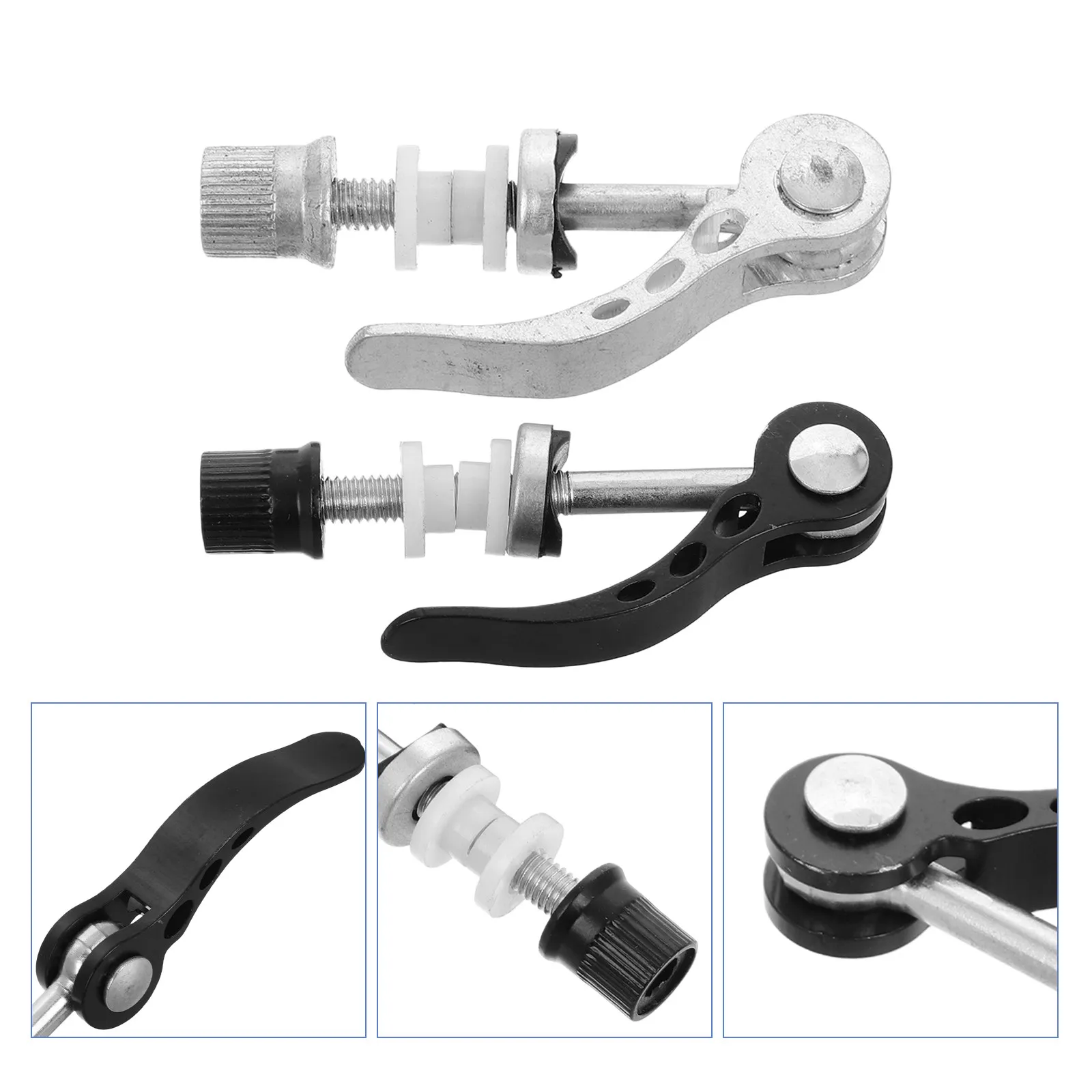 

4Pcs Bike Seat Post Quick Release Clamp Aluminum Alloy Mountain Bike Seatpost Collar Secure Lockable Lever Clip Cycling Hardware