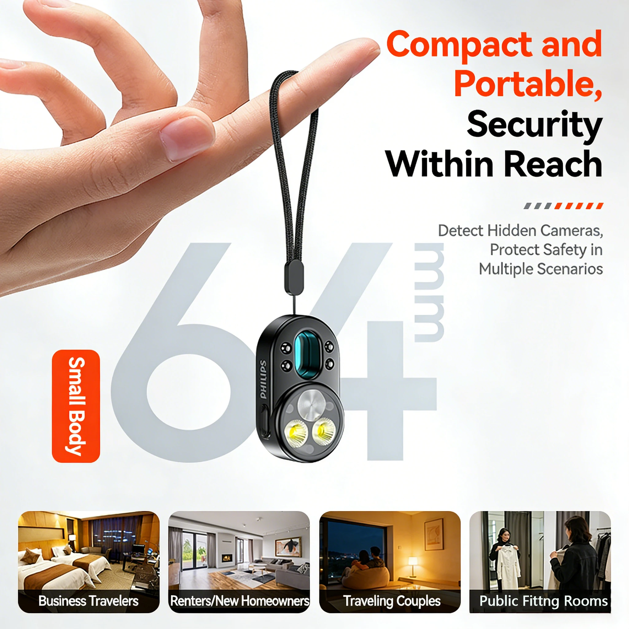 Lampe torche compacte multifonctionnelle Philips SFL1551 avec accroche pour sac � dos et clip de poche, id�ale pour la lecture en ext�rieur
