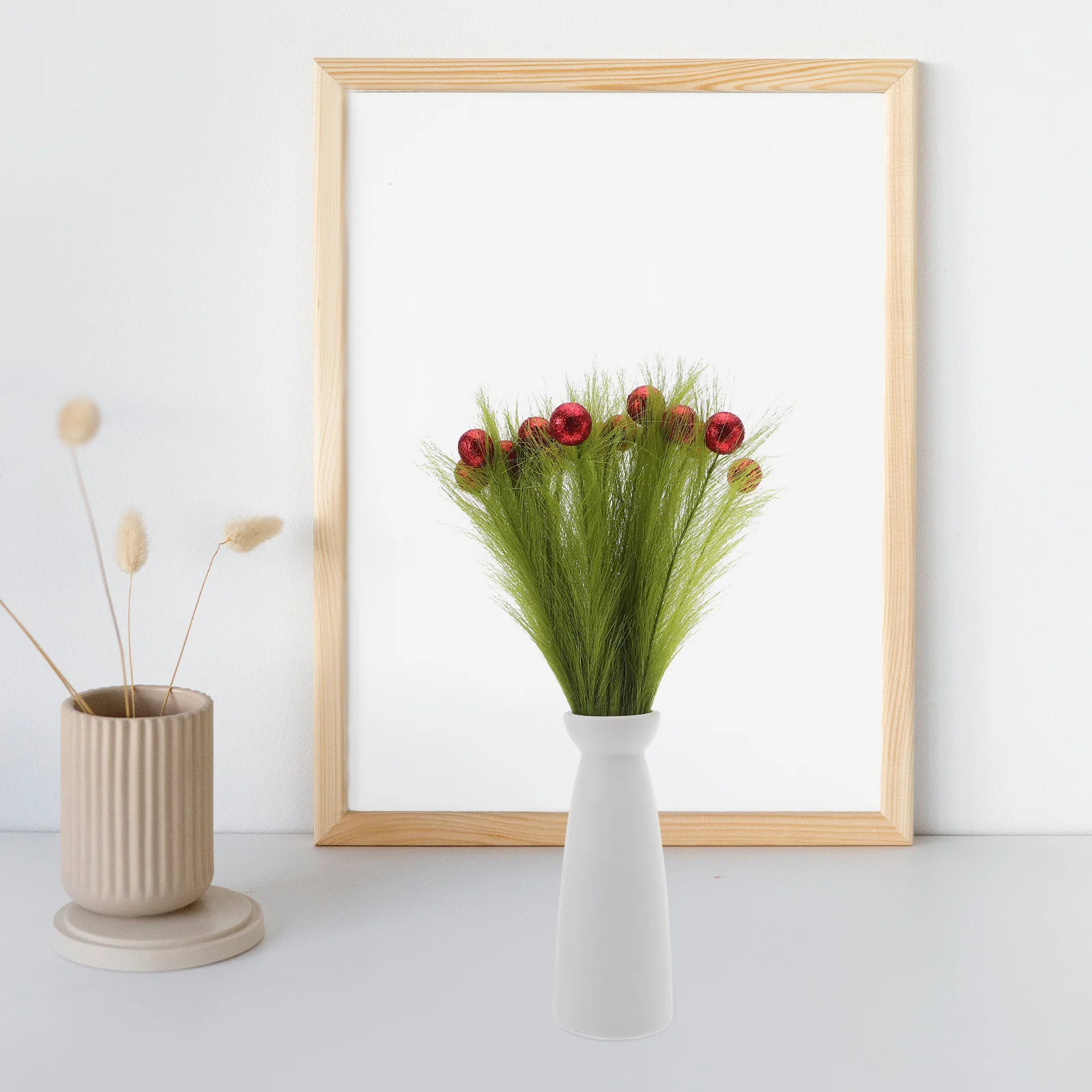 

16pcs Artificial Pampas Grass Faux Stems For Vase Table Centerpieces Farmhouse Party Layout Decor Fall Christmas Diy Wreath