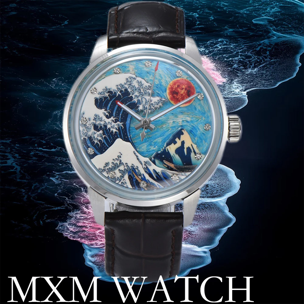 ساعة ميكانيكية رجالية فاخرة 42 ملم موجة خضراء C3 مضيئة الهاتفي الياقوت الزجاج MIYOTA8215 ساعة أوتوماتيكية 10ATM ساعة مقاومة للماء