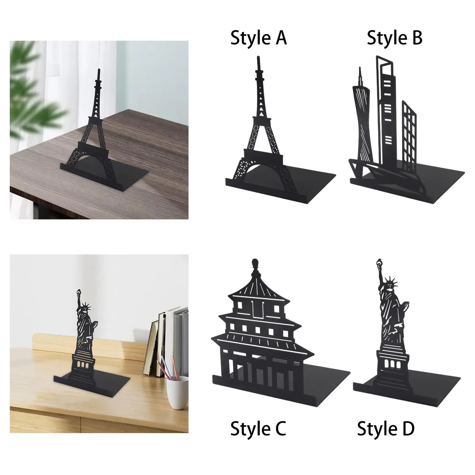 Bookends Famous Architecture Iron Art Book Ends Hollowed Out