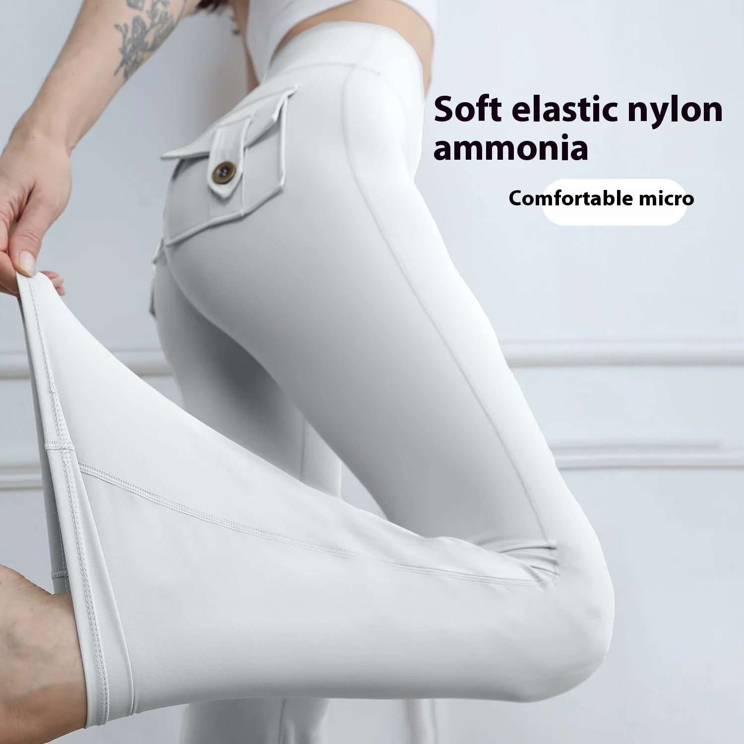 High Waist Workout Yoga Leggings Fitness Butt Lifting Scrunch Butt Sports Gym Pocket Pants Women Running Wide Leg Flared Pants