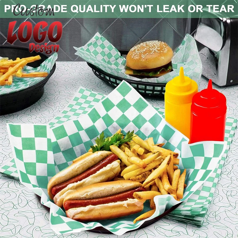 Custom Printed Logo Food Grade Restaurant Custom Greaseproof Paper Fast Food Wax Pe Wrapping Paper White