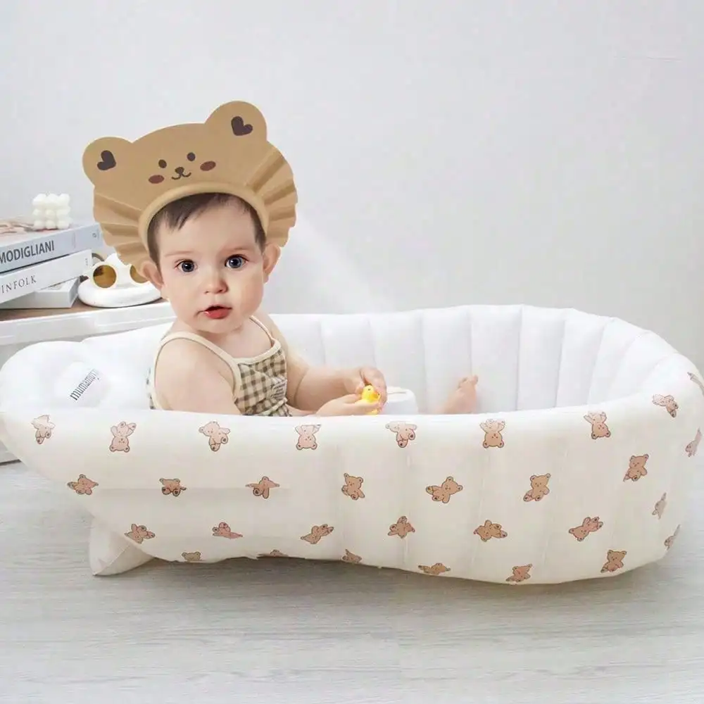 1PCS Baby Inflatable Bathtub, Portable Infant Toddler Bathing Tub Non Slip Travel Bathtub Mini Air Swimming Pool Kids Thick Fold