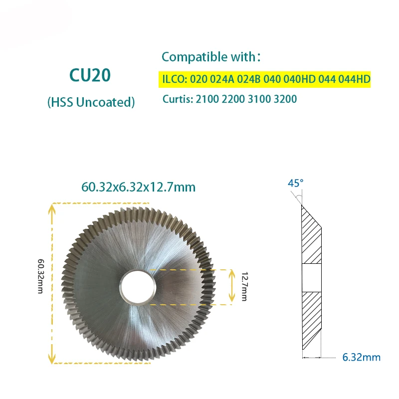 Key Machine Cutter Locksmith X23MC / 23RF Milling Cutter Cutting Blade for ILCO 027A 008A 044 045 Key Copy Duplicator Machine