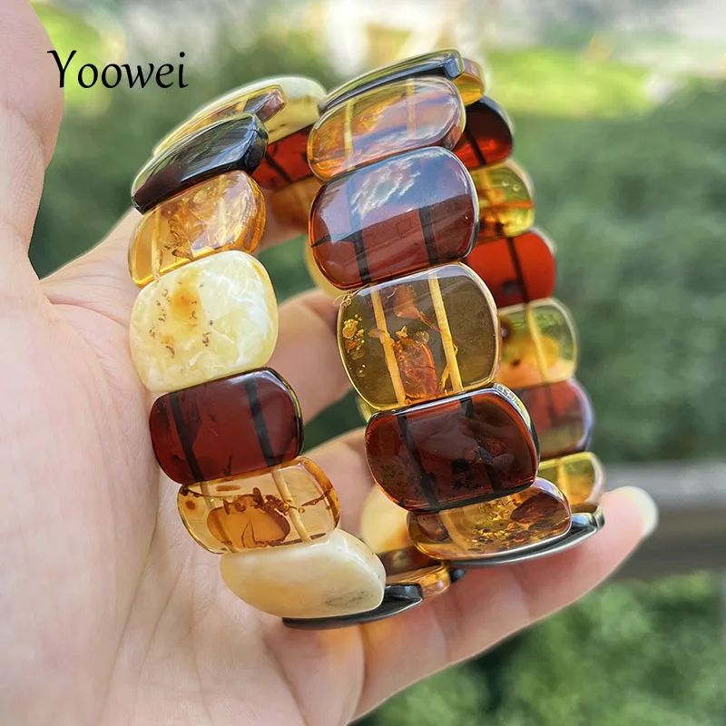 Natural Amber Bracelet&Bangles Women Adult Jewelry High-End Handmade Multicolor New Unique Original Baltic Amber Gifts Wholesale