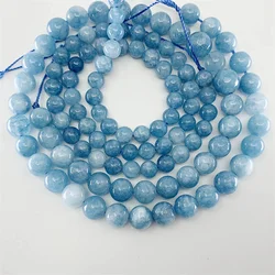 4/6/8/10/12mm Natural Aquamarin Agat Stone 1 strand/lot Bead Round Loose Spacer Beads For Jewelry Making Findings DIY Bracelet