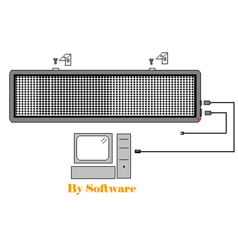 P10 Interface 104 x 40CM Outdoor RGB 7-Color LED Sign Programmable Scrolling Message Board for Business, Car, Store RS232