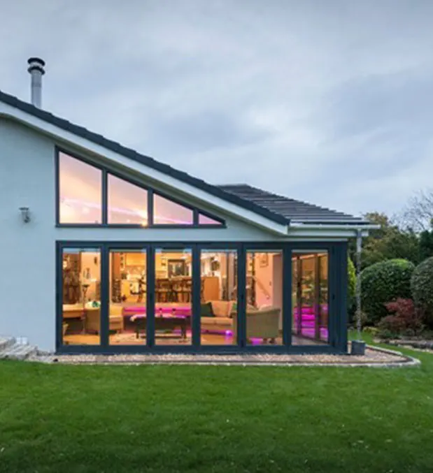 Panoramic Exterior Accordion Doors Balcony Double Glazed Hurricane Proof Heavy Duty Folding Door Aluminum Frame Bi Fold Doors