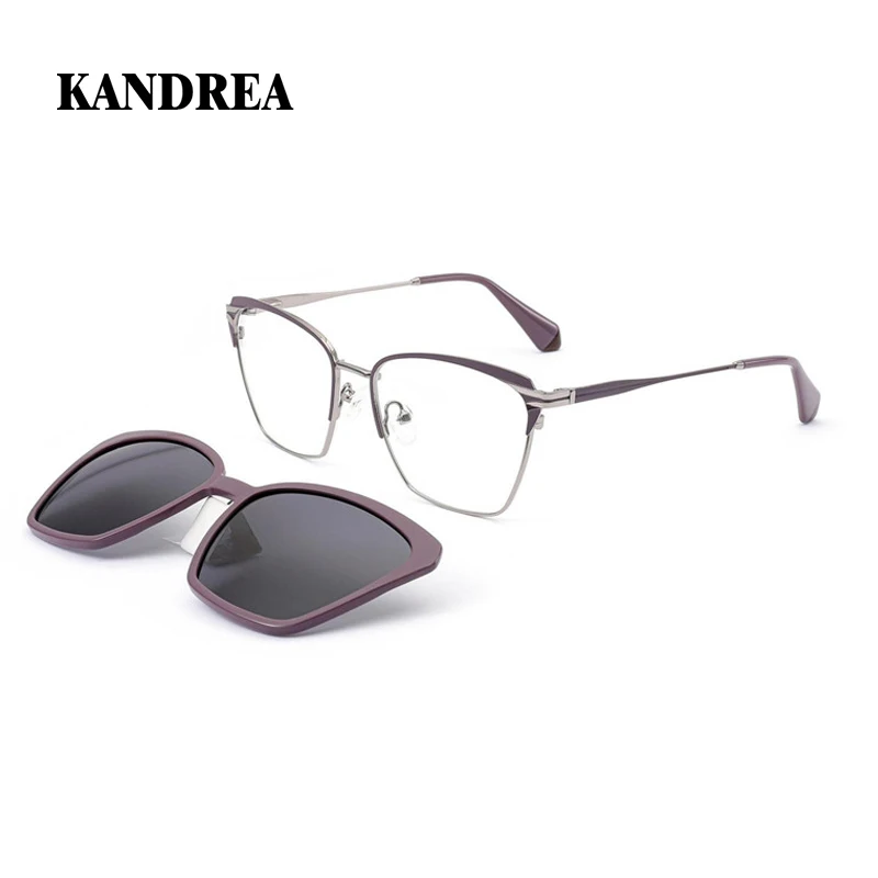

KANDREA модные солнцезащитные очки «кошачий глаз» 2 в 1, женские магнитные высококачественные брендовые дизайнерские очки для близорукости, очки в стиле ретро, DP6022