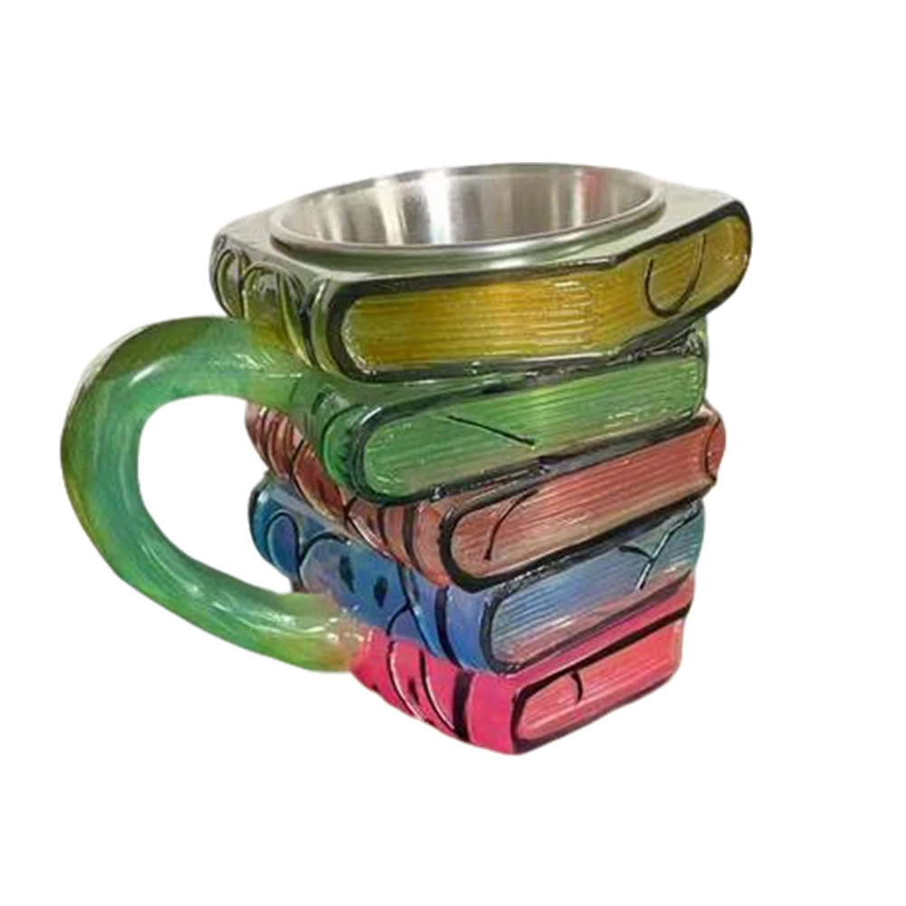 

Painted Book Mug Novelty 3D Painted Books Coffee Mug Creative Drinking Cup Gifts for Book Lovers