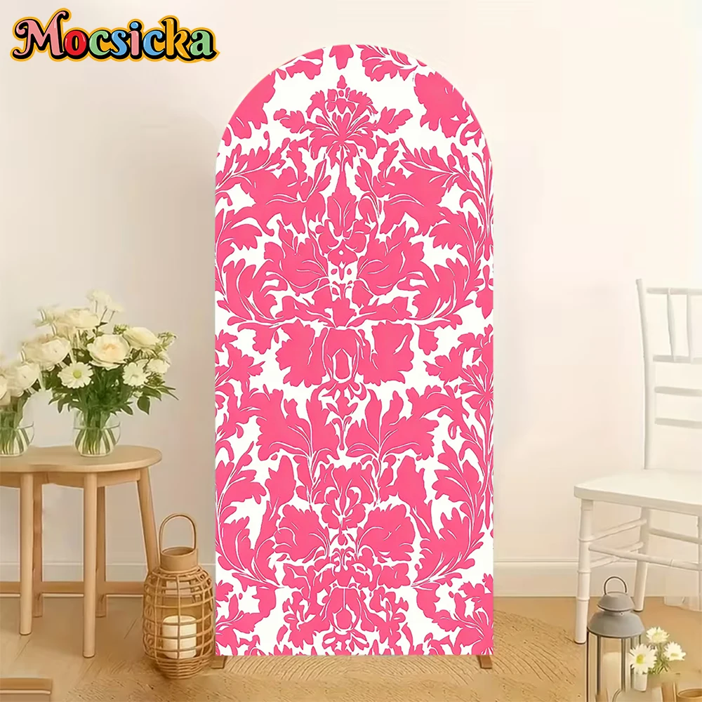 

Mocsicka Pink Art Flower Arch Backdrop Cover Cloth Paper Cuttings Photo Arched Background Adult Wedding Decorations Studio Props