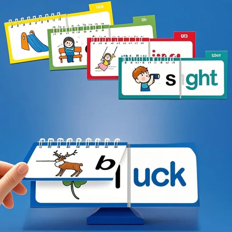 30 Read and Rhyme Flip Books Phonics Learning Set English Class Supplies Language Teaching Aids Word Spelling Calendar Flashcard