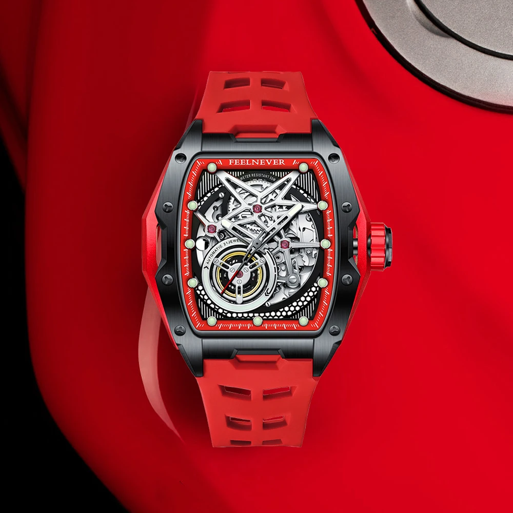 

2025 New FeelNever Tourbillon Mens Watches Luxury Hollow Mechanical Wristwatch Automatic Watch For Men Sapphire Waterproof Clock