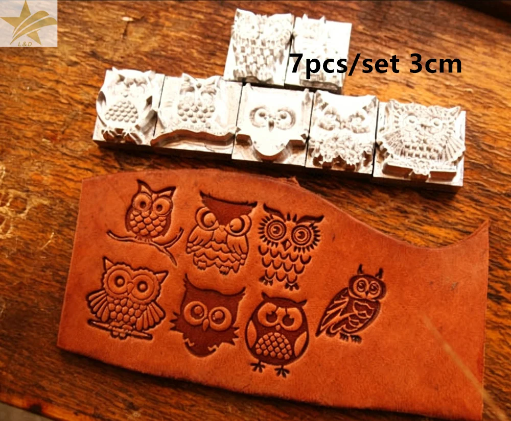 

Набор из 7 штук: инструмент для тиснения в виде совы 3 см, 3D-форма из алюминиевого сплава для кожи растительного дубления, инструмент для работы с кожей в виде милой совы