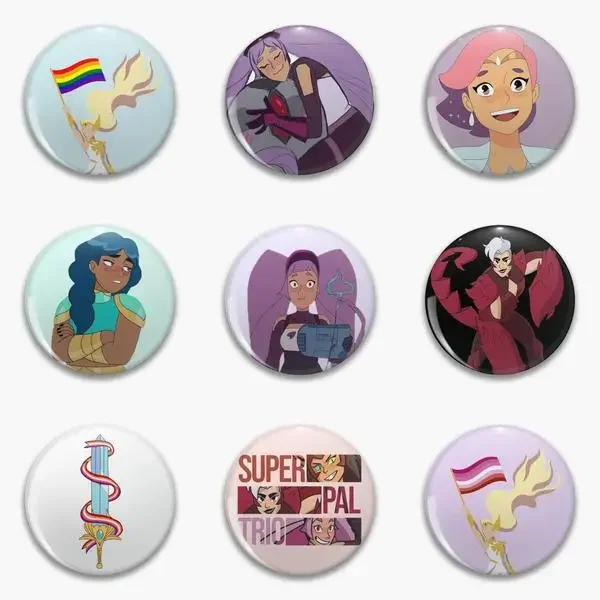 Entrapta She Ra Princess Of Power Catradora دبوس زر ناعم قابل للتخصيص لطيف معدني موضة مضحكة مجوهرات شارة بروش