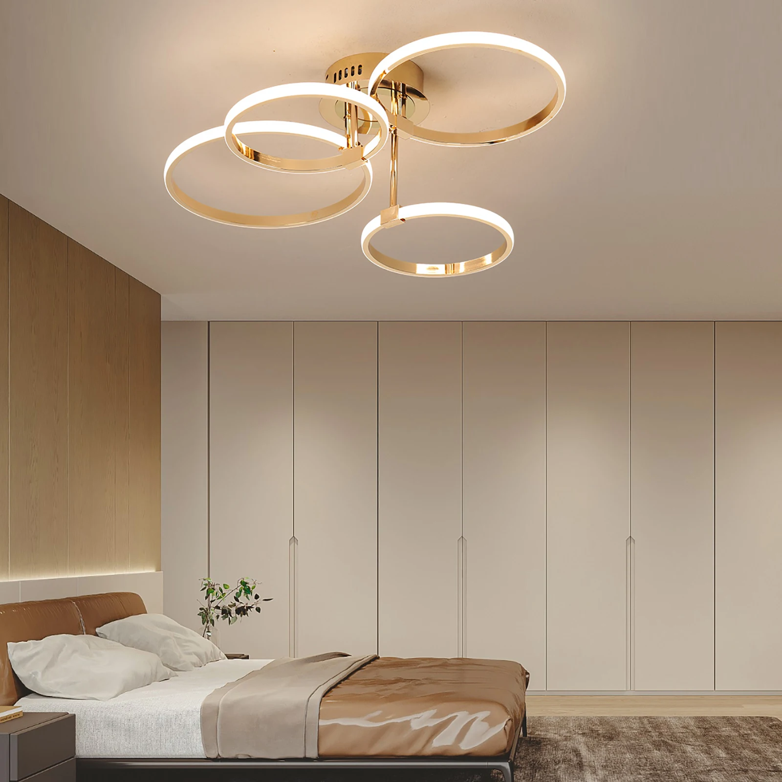 Modern Led Ceiling Light Gold/Chrome Dimmable Led Chandelier For Living Bedroom Kitchen 4-6 Ring Ceiling Chandelier lustres