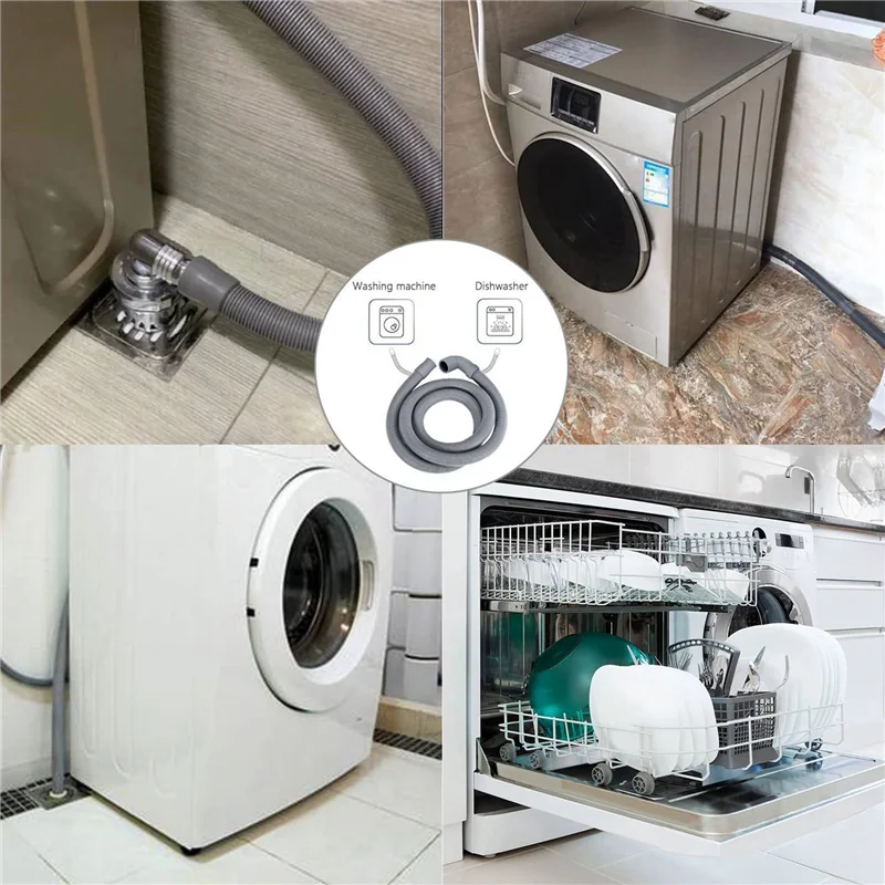A60P 2X Washing Machine Hose Drain Hose Washing Machine 2.5M Drain Hose Extension For Washing Machines Dishwashers Dryers