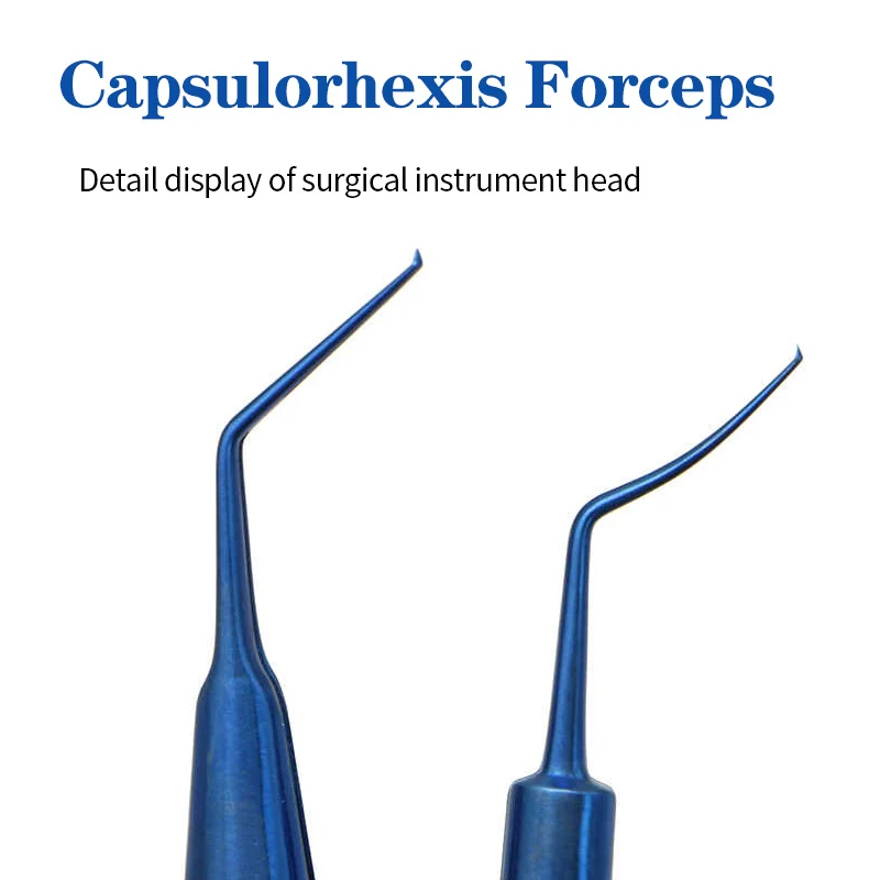 Ophthalmic capsulorhexis forceps, titanium alloy micro forceps, small incision round handle capsulorhexis forceps, angular
