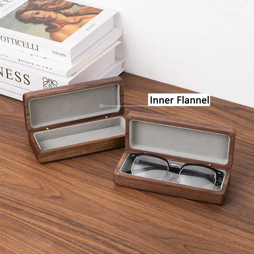 Retro Wood Glasses Case Large Capacity Magnetic Buckle Eyeglasses Protective Case Flocking Inside Durable