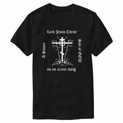 男性用半袖ラウンドネックTシャツ,カジュアル,コットン100%,歯科医療用チャックススキーマクロス,jesusの祈り,ロシア装具スタイル,夏