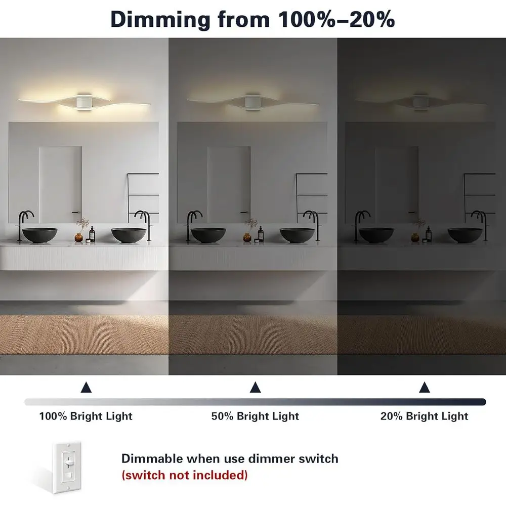Современный светодиодный светильник для туалетного столика с регулируемой яркостью 5CCT, светильник для ванной комнаты из матового никеля 39,37 дюйма над зеркалом