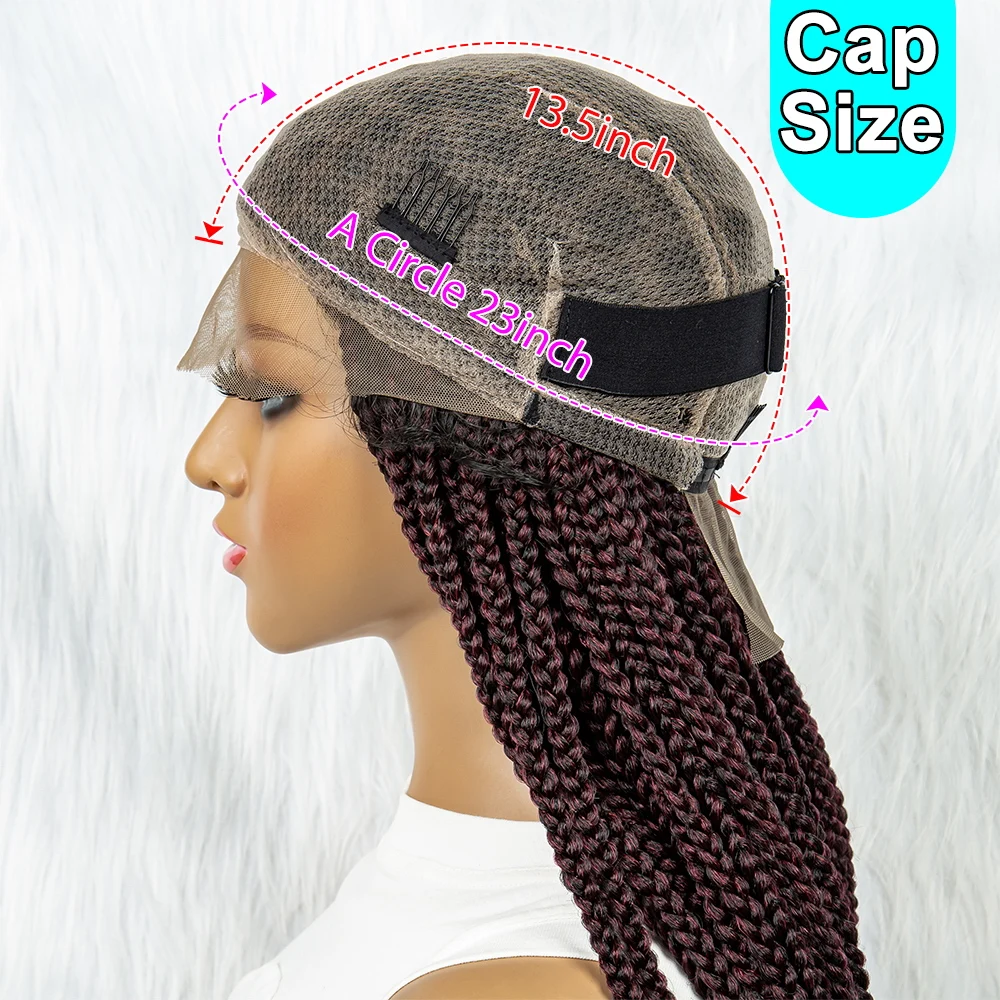 شفاف كامل الدانتيل شعر مستعار مضفر الاصطناعية مربع شعر مستعار مضفر عقدة صندوق الضفائر الباروكات للنساء السود مع شعر الطفل #5