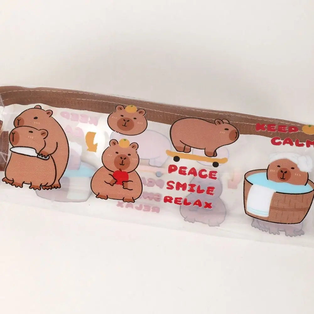 Tas pensil Capybara lucu kreatif tas alat tulis kartun desain imut transparan tahan air pena hadiah kantung penyimpanan