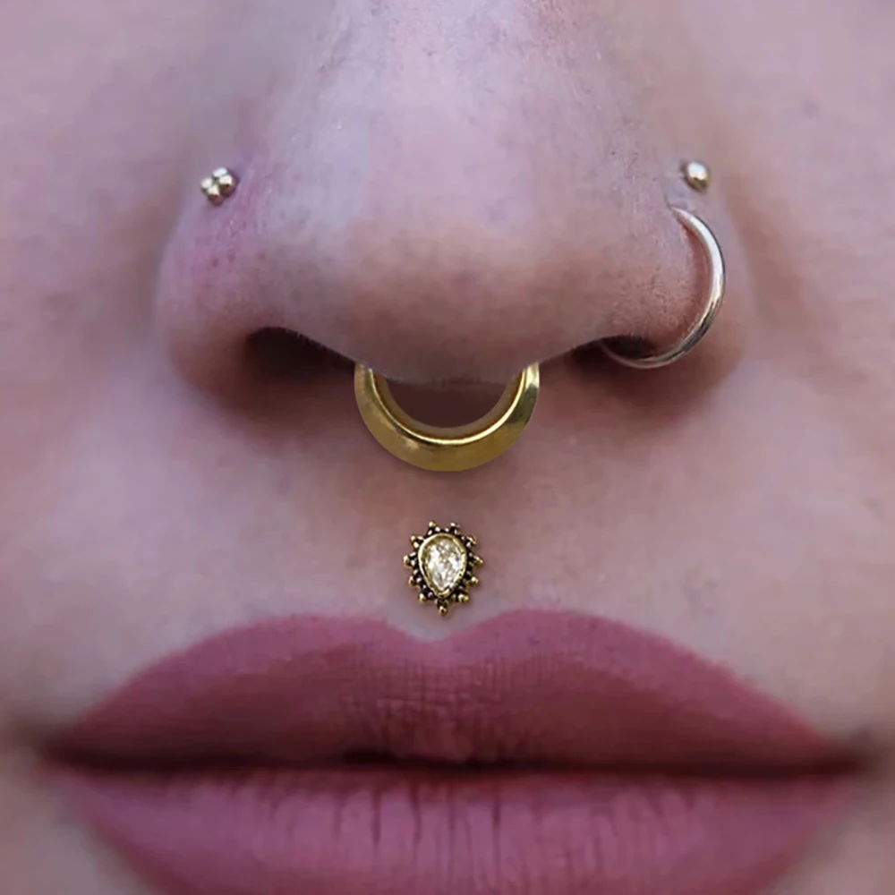 Casvort 1PCS Stainless Steel Clip Helix Hoop Nose Ring Tragus Thick Septum Rings Piercing Women Men Body Jewelry Cartilage