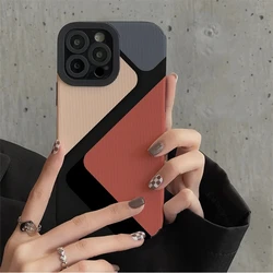 Patchwork Color Block Triangle Phone Case For iPhone 11 12 13 14 15 Pro Max 15 14plus 12 13Mini X XR XS Max 7 8 Plus Soft Cover