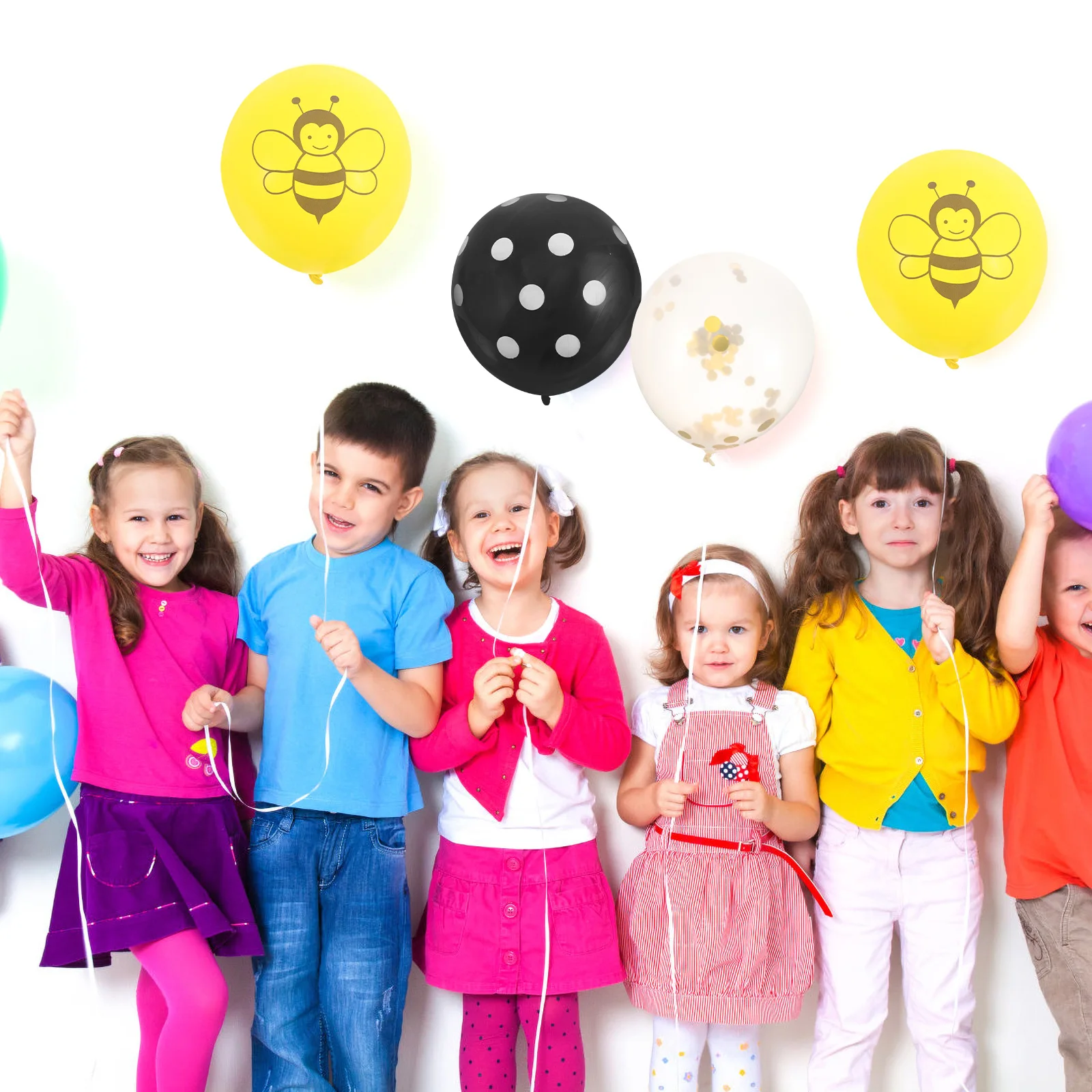 

30Pcs Cartoon Bee Sequin Balloons Set 12 Inch Thickened Odorless for Baby Birthday Party Baby Shower Decoration Supplies