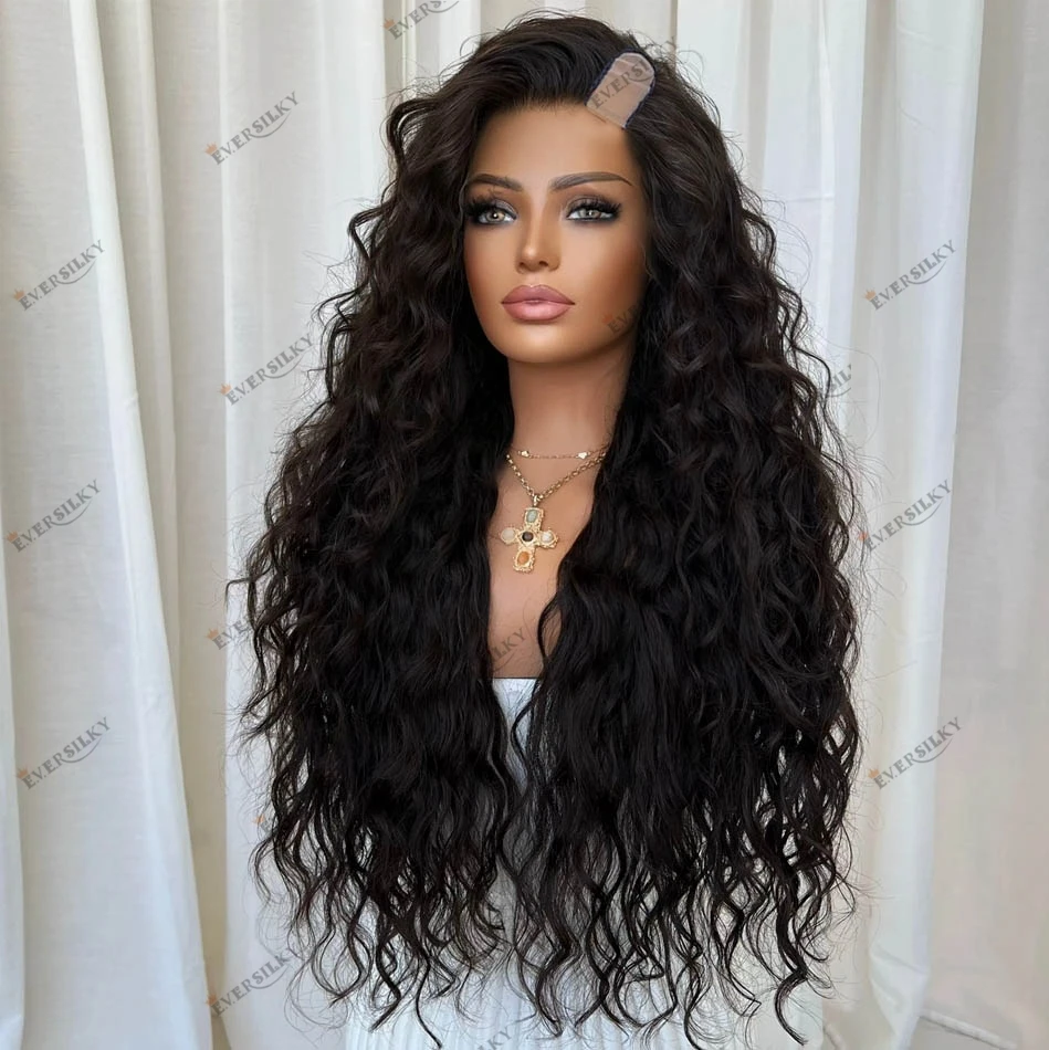 Super Long Natural Curly Loose Wave Human Hair Wigs Glueless Easy Wear Left/Right U Part Wigs Brazilian Remy Hair V Part Wig