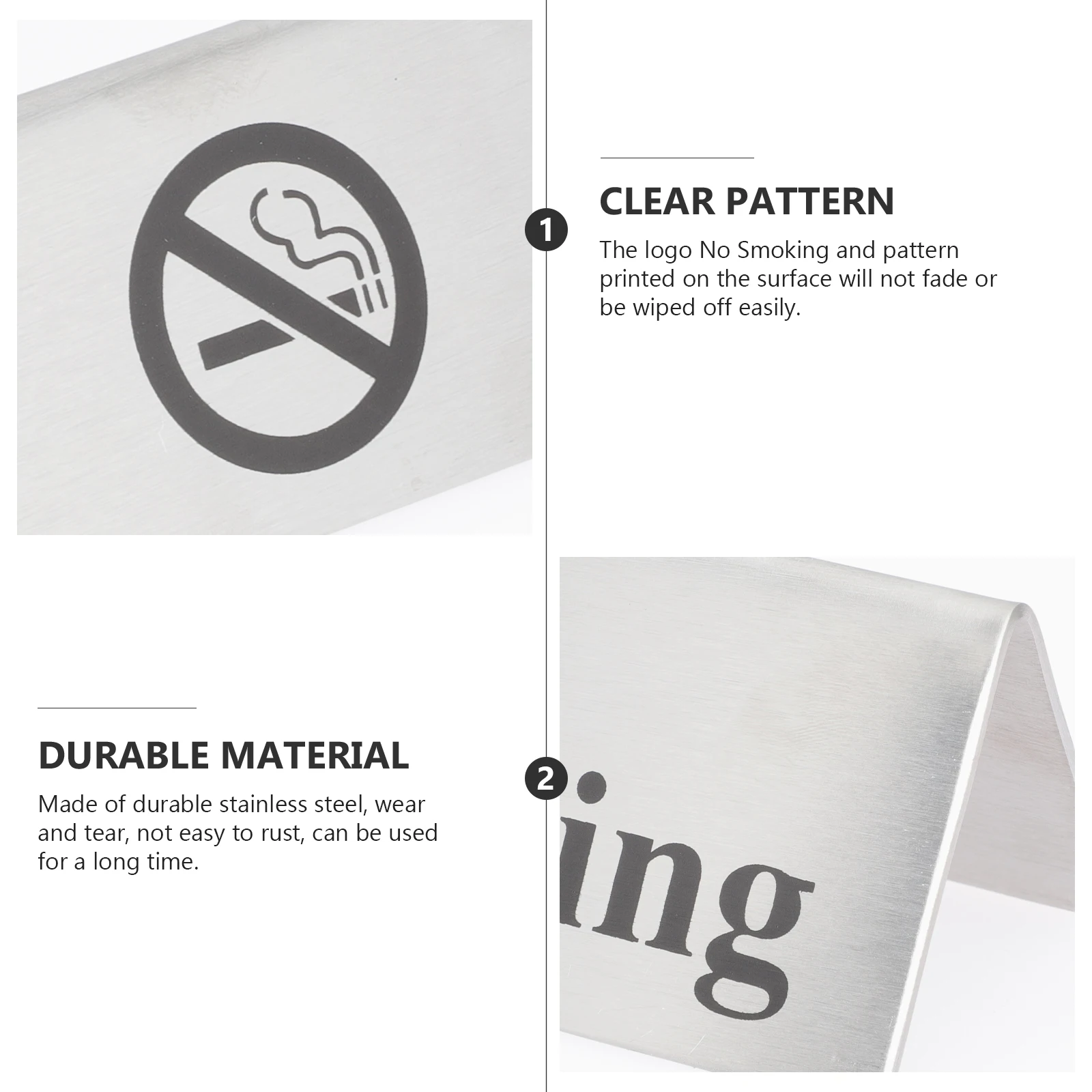 

Non Smoking Sign Stainless Steel Desk Table Tent Indicator Public Place Traffic Safety Anti Rust Washable Stacked